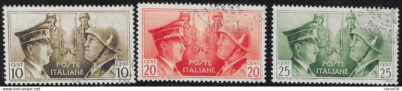 1941 - Fratellanza D’armi Italo Tedesca - Serie Non Emessa - Usata (Sassone 457A 457B 457C) - Oblitérés