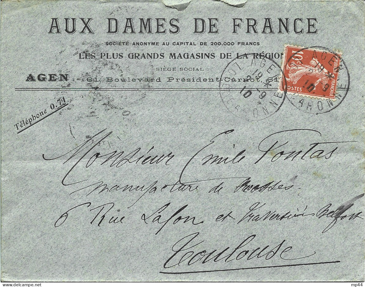 125 --- Lettre 47 AGEN Aux Dames De France - 1900 – 1949