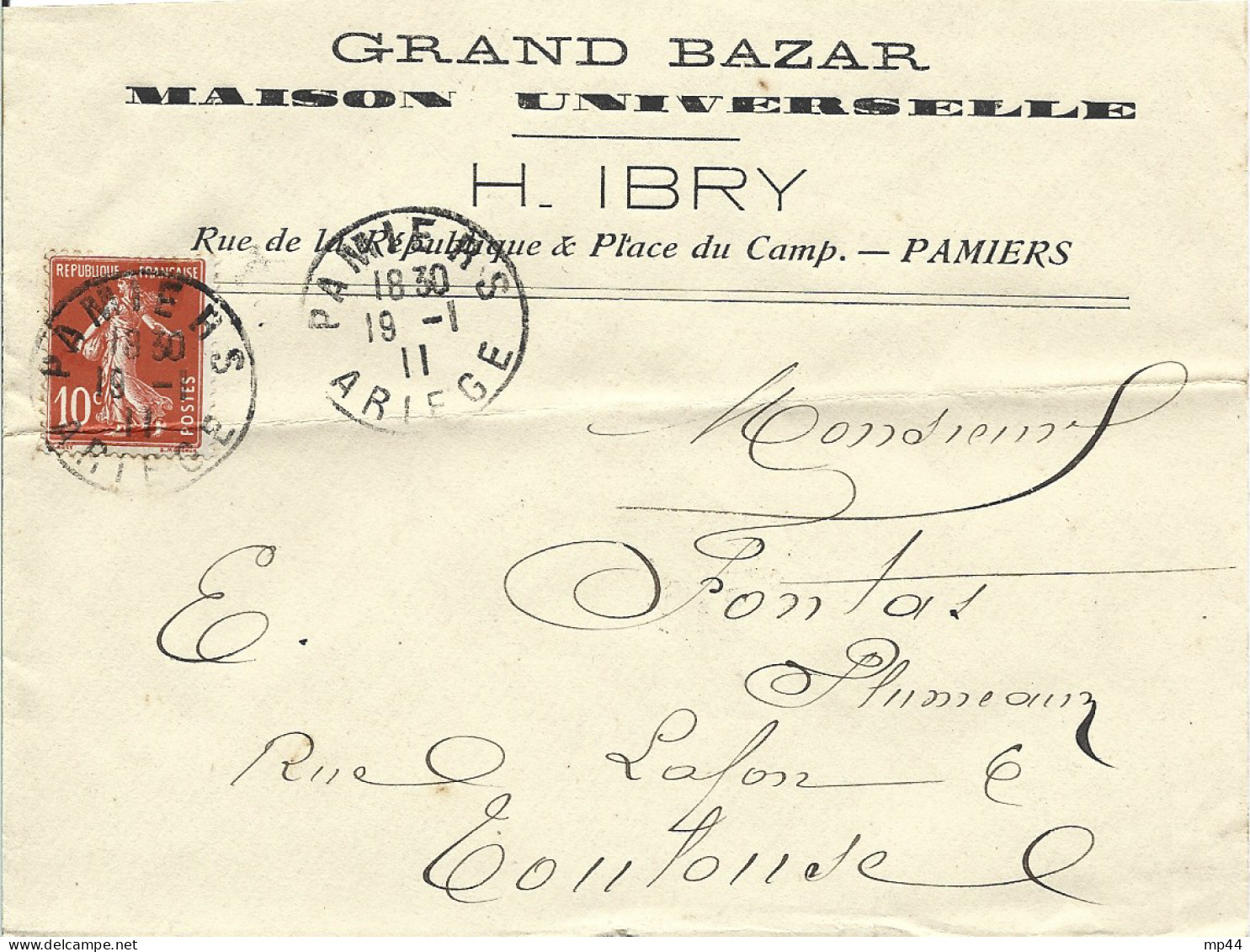 111 --- Lettre 09 PAMIERS H.Ibry Grand Bazar - 1900 – 1949