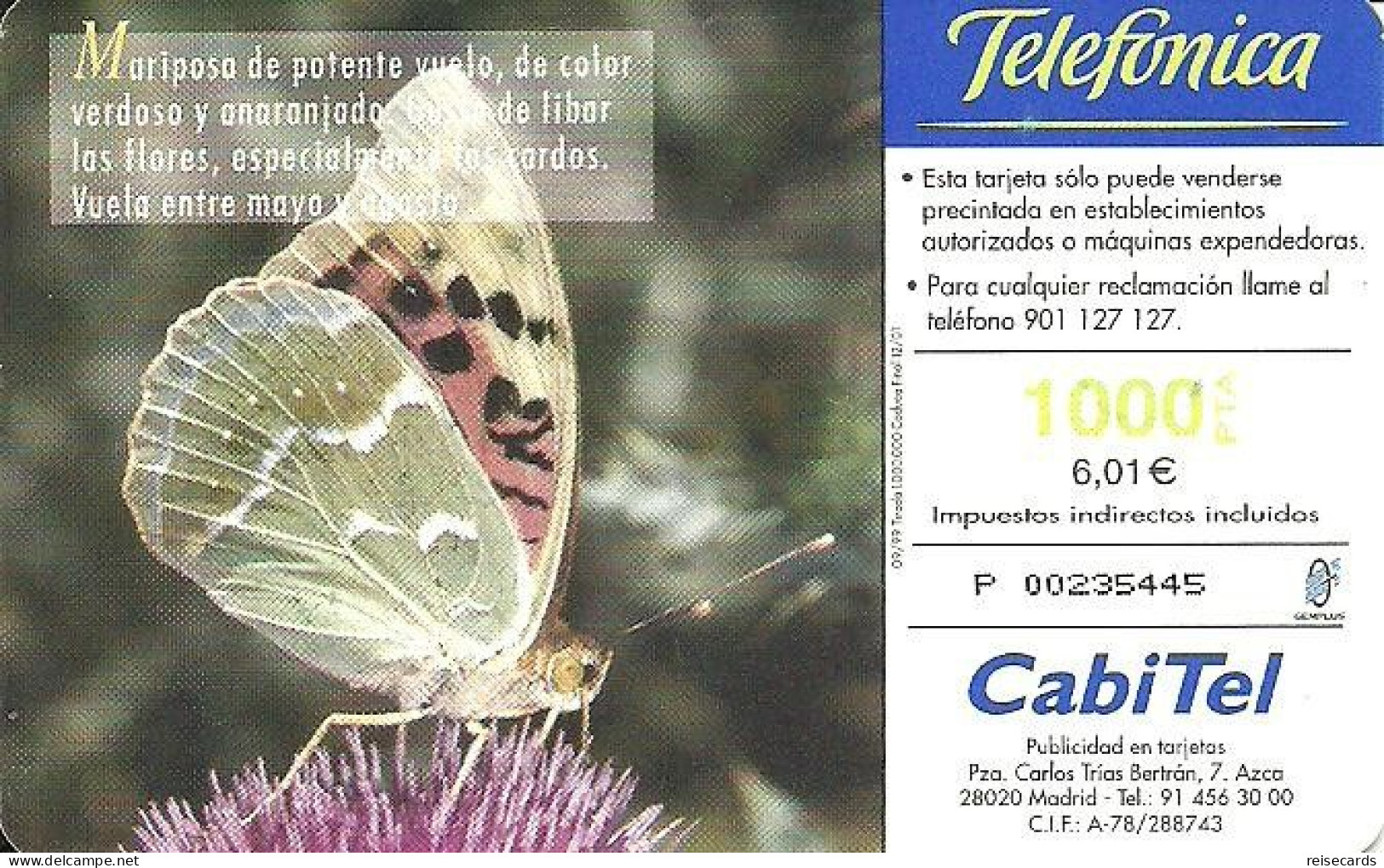 Spain: Telefonica - 1999 Fauna Ibérica, Pandora - Private Issues