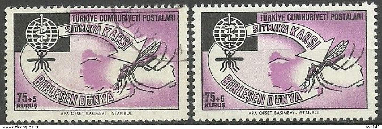 Turkey; 1962 World Malaria Eradication ERROR "Shifted Print (Pink Color)" - Used Stamps