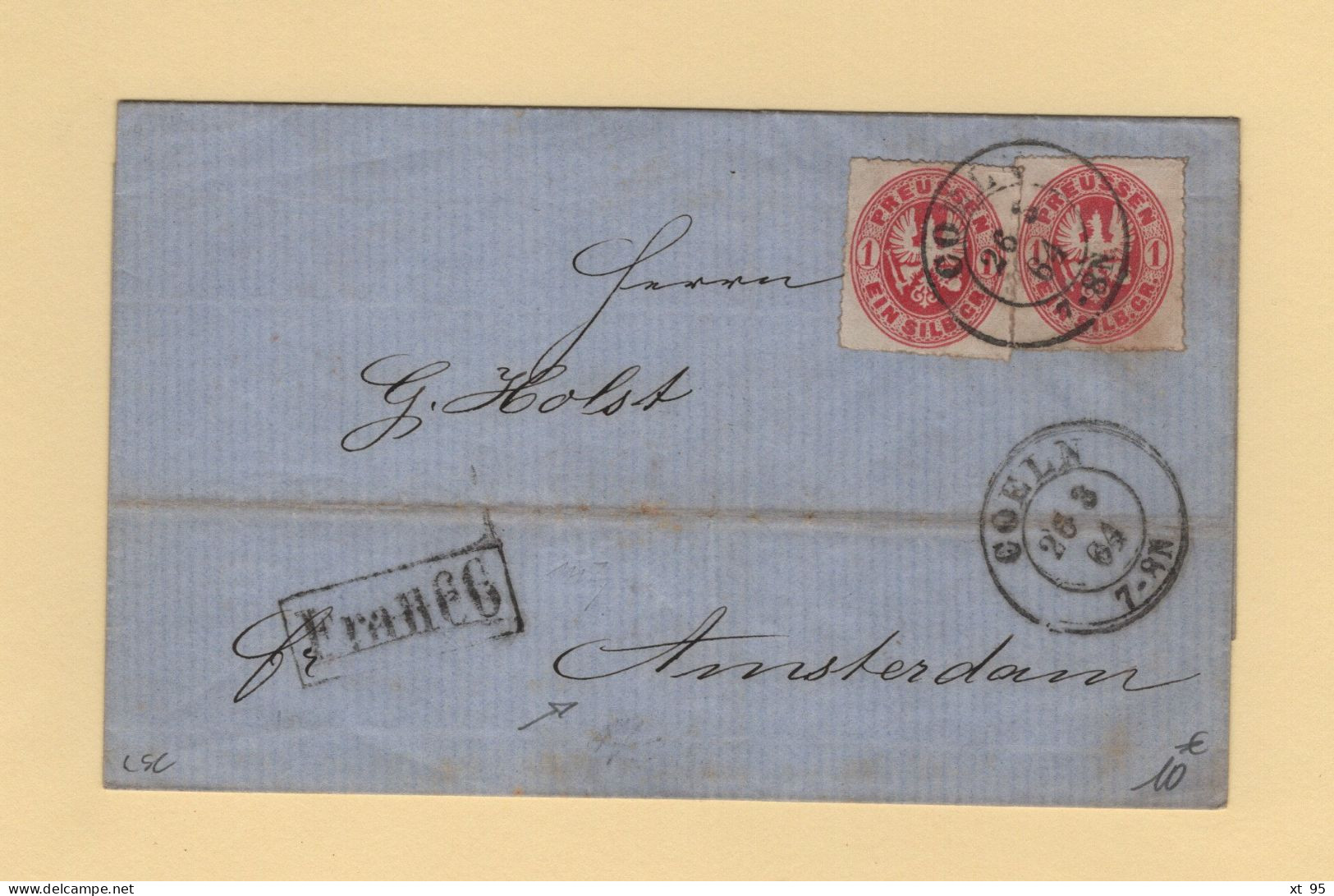 Prusse - Coeln - 1864 - Destination Amsterdam - Brieven En Documenten