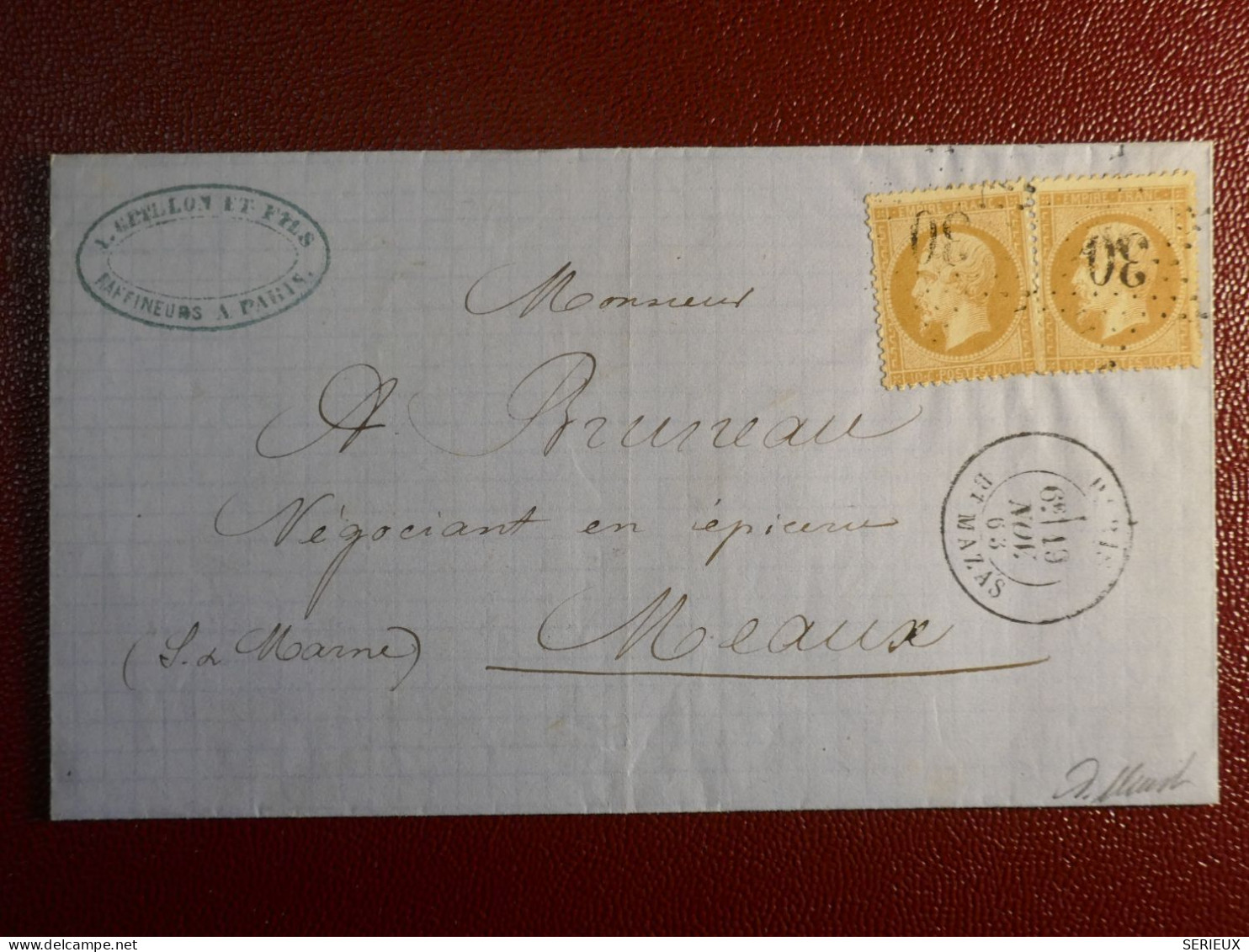 FRANCE  BELLE  LETTRE SIGNéE 1863 ETOILE DE  PARIS  N° 30 A MEAUX  + 2X  N°21 + AFF. INTERESSANT+DP6 - 1849-1876: Période Classique