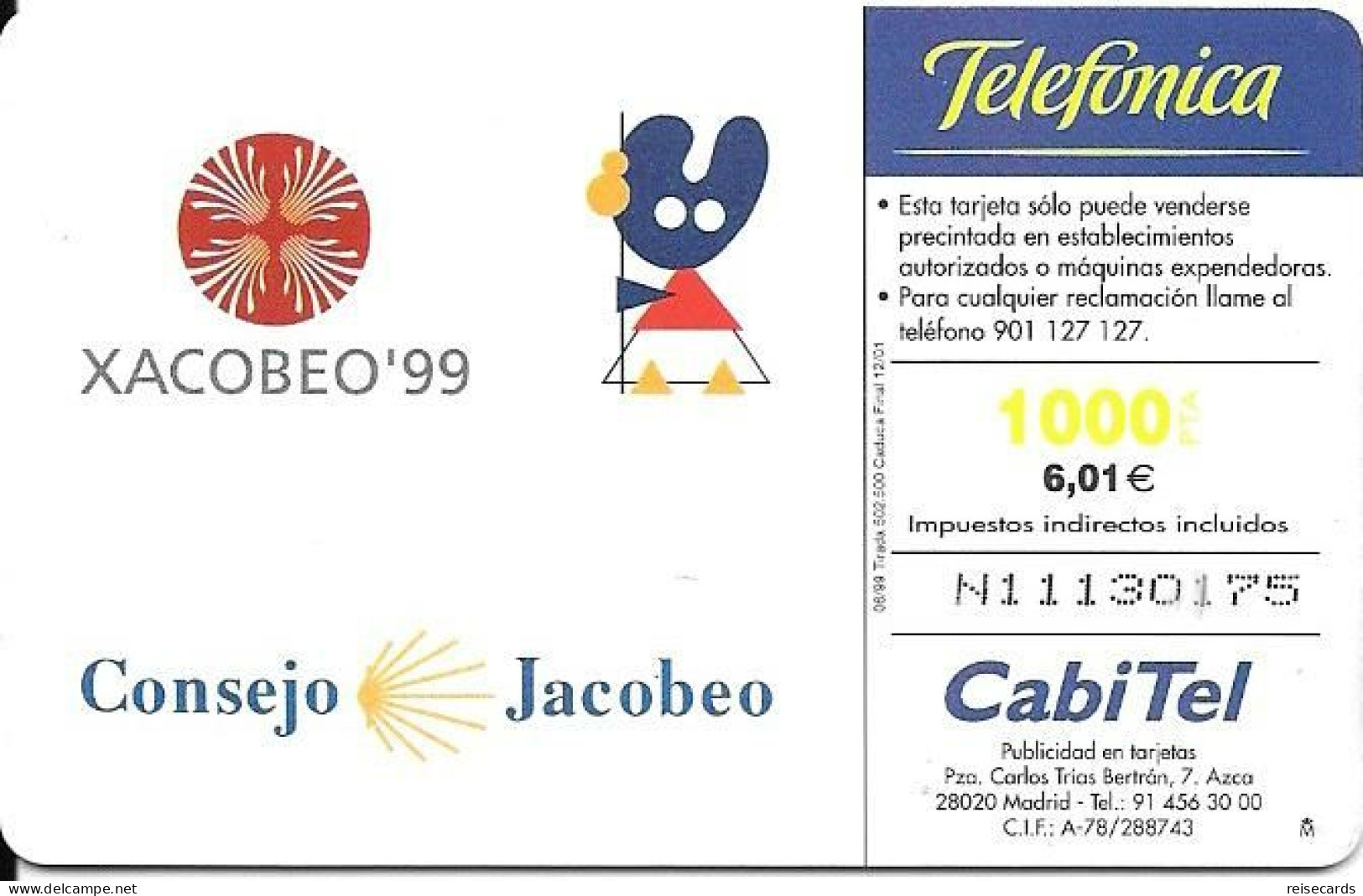 Spain: Telefonica - 1999 XACOBEO'99 - Privé-uitgaven