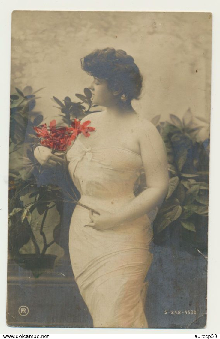 Carte Fantaisie Femme Fleurs - Robe Drapée - Mode - Women