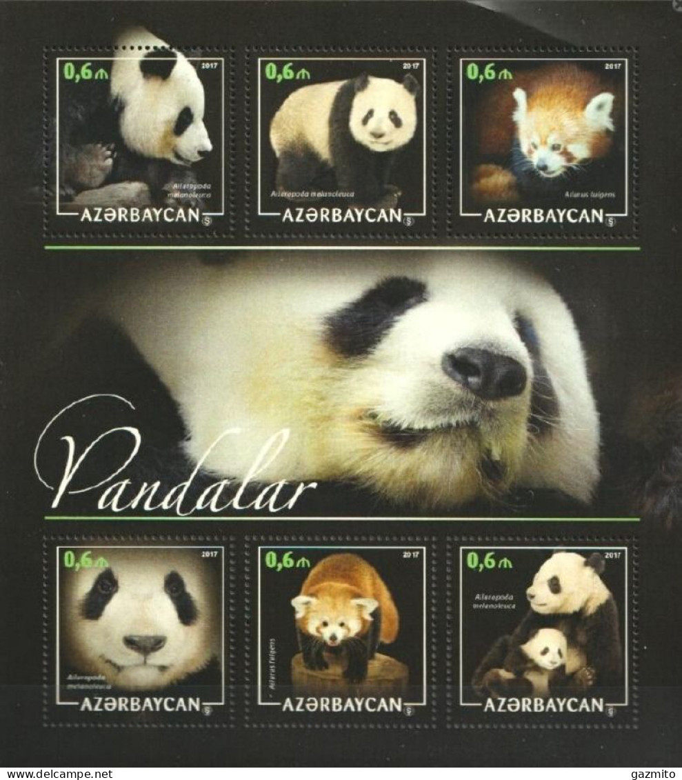 Azerbajan 2017, Animals, Panda, 6val In Block - Azerbaijan