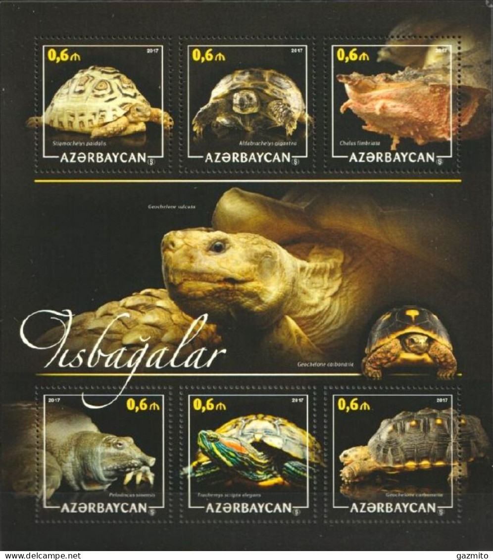 Azerbajan 2017, Animals, Turtle, 6val In Block - Azerbaïdjan