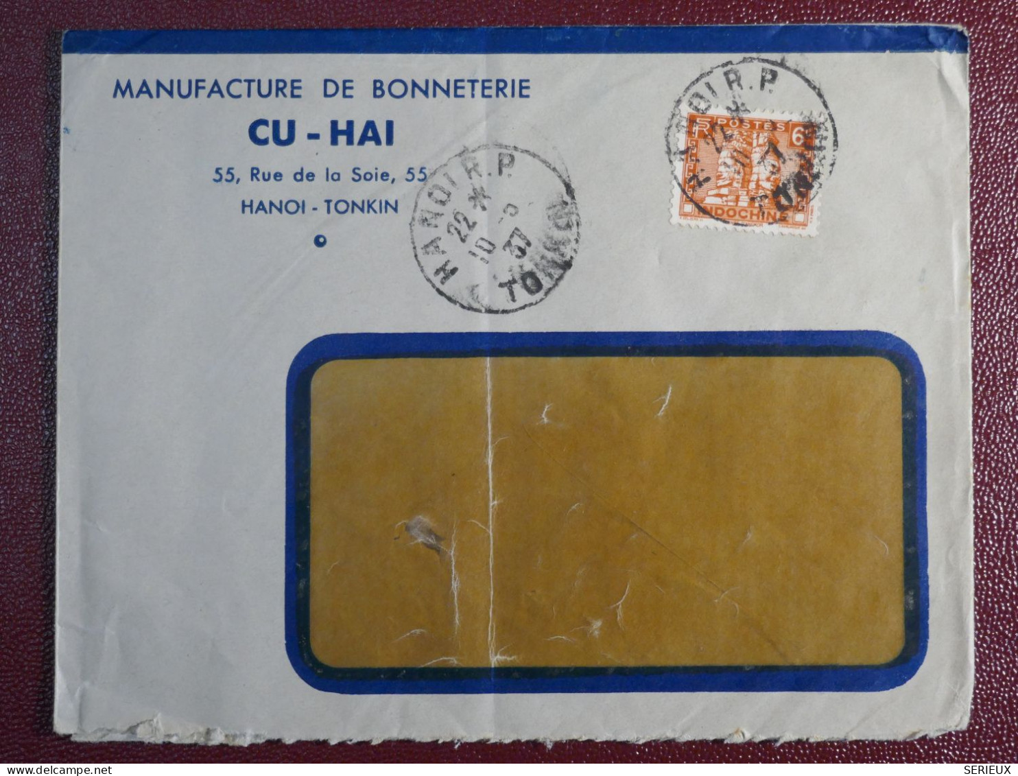 INDOCHINE   LETTRE RR FENETRE 1937 HANOI TONKIN  A TROYES FRANCE PROB.  +  + AFF. INTERESSANT+DP6 - Airmail