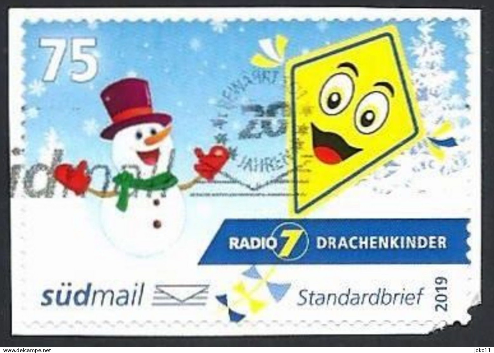 Privatpost, Südmail, Radio 7 Drachenkinder, Wertstufe: 0.75 EUR, Gebraucht - Privados & Locales