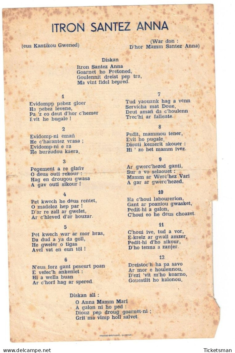 Bleun-Brug Concours Scolaire Bretagne 1952 Et 1957 - Partitions Musicales Anciennes