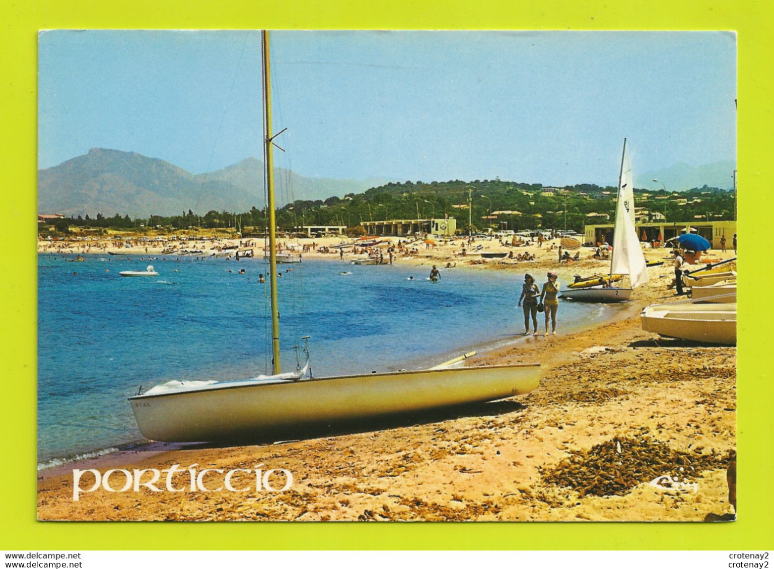 Corse Du Sud PORTICCIO La Plage Baignade Bateaux Voilier VOIR DOS - Autres & Non Classés