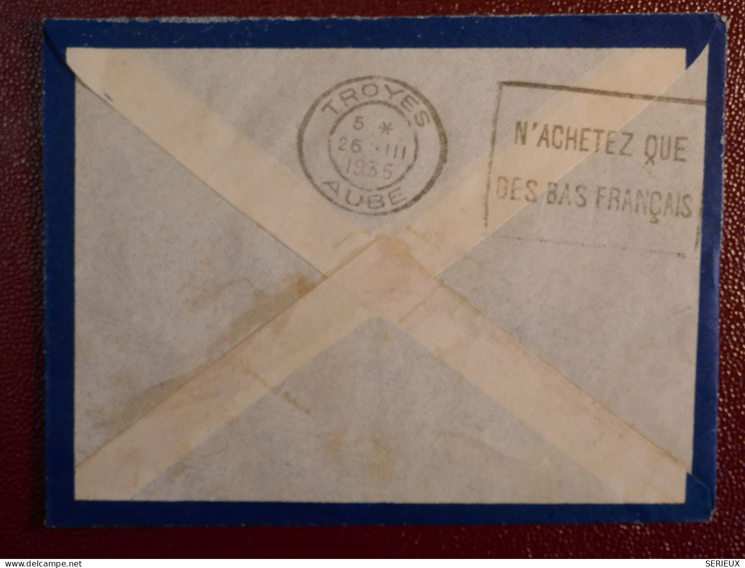 INDOCHINE   LETTRE RR ENTIER  1935 1934 HANOI TONKIN  A HERLEIN  TROYES FRANCE PROB.  +  + AFF. INTERESSANT+DP6 - Covers & Documents