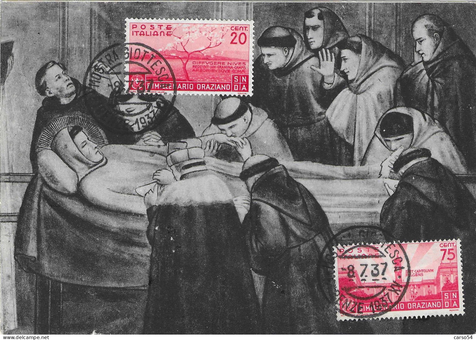 1937 - VI CENTENARIO MORTE DI GIOTTO - FIRENZE MOSTRA GIOTTESCA 8.7.37 - Valore Catalogo 1.777 Euro - Storia Postale