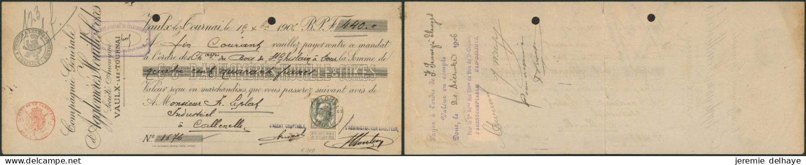Grosse Barbe - N°78 Sur Effet De Commerce (Vaulx-lez-tournai) Obl Simple Cercle "Elouges". - 1905 Barbas Largas