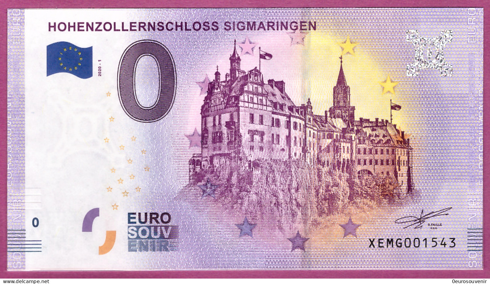 0-Euro XEMG 2020-1 HOHENZOLLERNSCHLOSS SIGMARINGEN - Private Proofs / Unofficial
