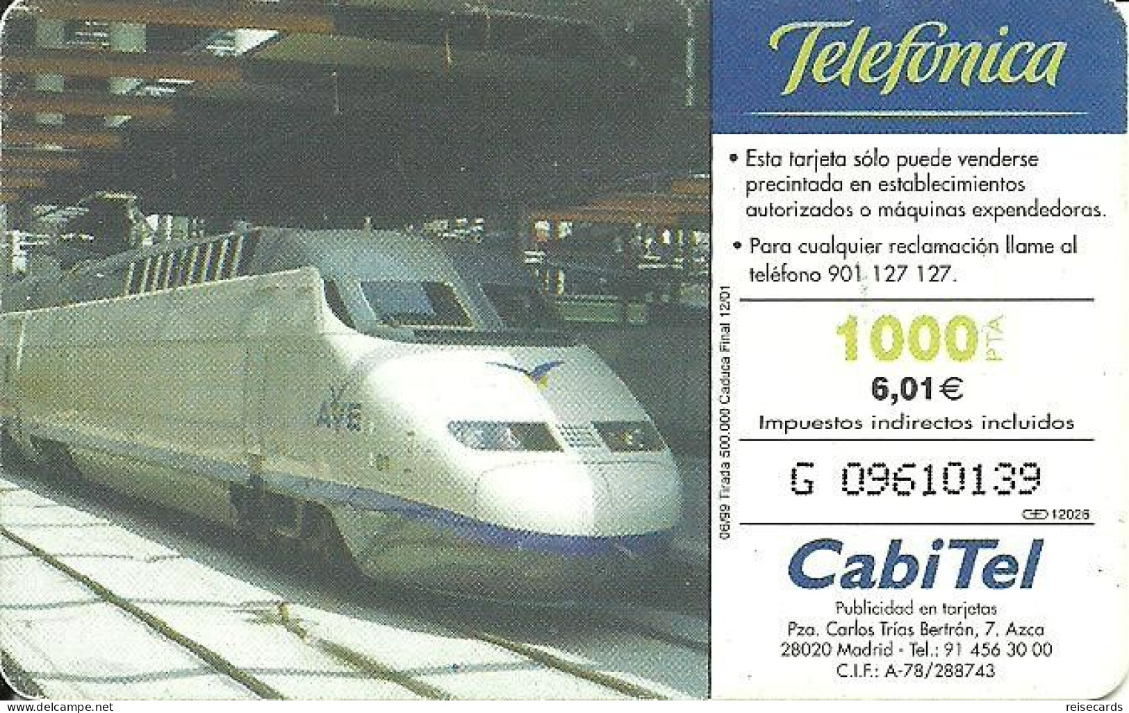 Spain: Telefonica - 1999 Tren AVE - Private Issues