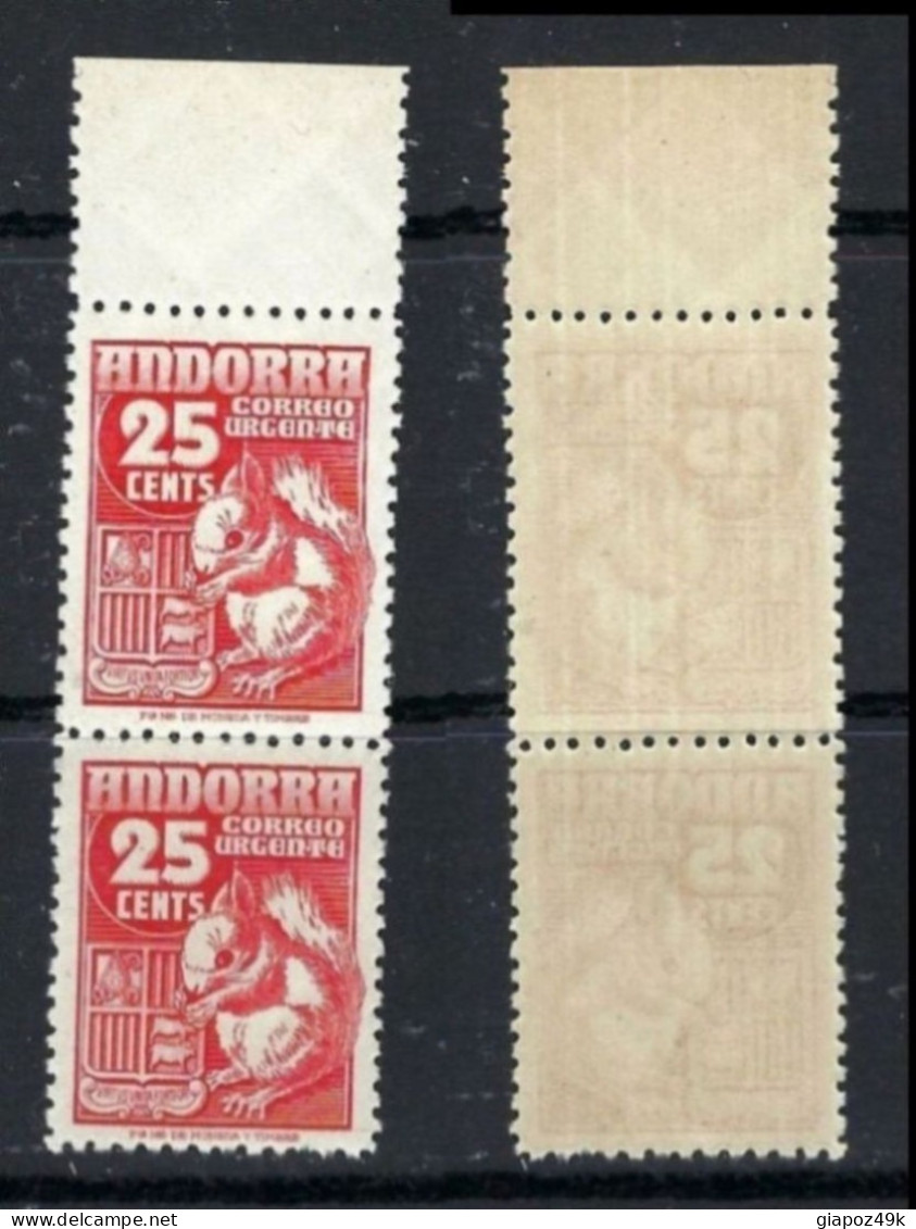 ● ANDORRA 1949 ֍ ESPRESSI ● Scoiattolo ️● N.° 3 ️● Serie Completa ** ● COPPIA  ● Cat. 22 € ️● Lotto N.° 20 ️● - Unused Stamps