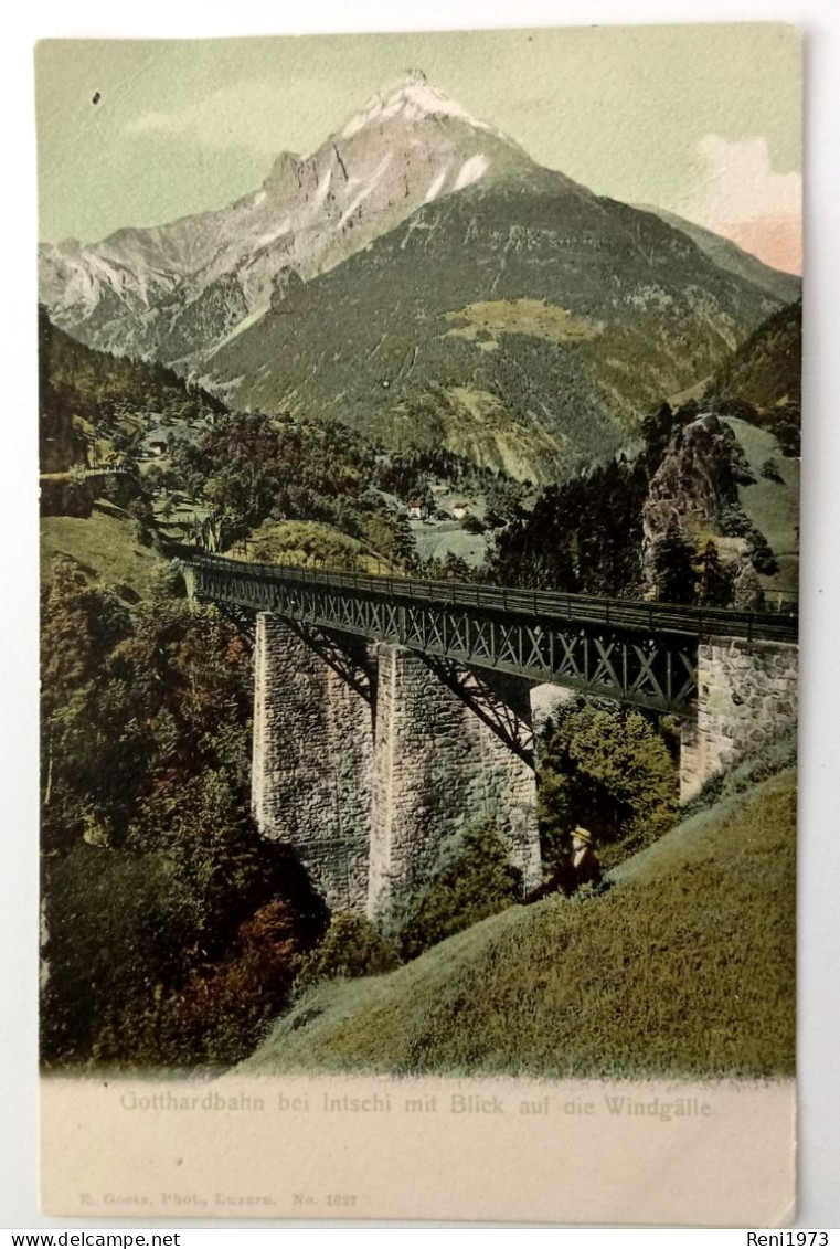 Gotthardbahn Bei Intschi, Mit Blick Auf Die Windgälle, Ca. 1920 - Autres & Non Classés