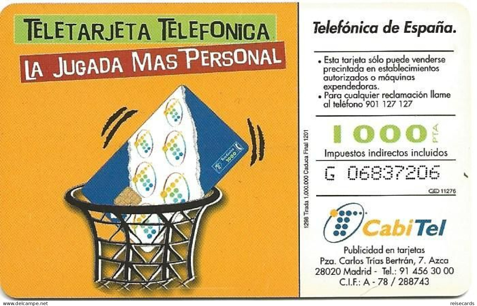 Spain: Telefonica - 1998 Cabitel Gcestoijon Balon - Private Issues