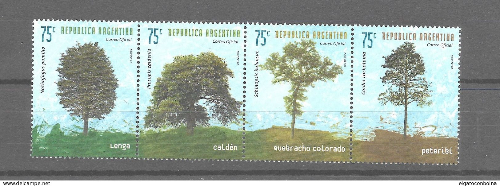 Argentina 1999 Trees Flora Row Of 4 Different Values Mint NH Scott 2080 Michel 2508/11 - Unused Stamps