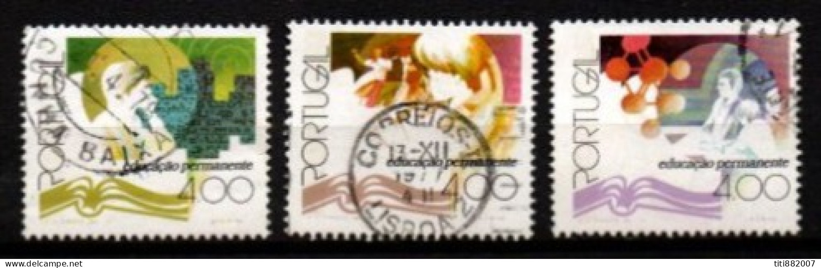 PORTUGAL    -   1977.    Y&T N° 1346 - 1347 - 1349 Oblitérés. Education Permanente. - Used Stamps