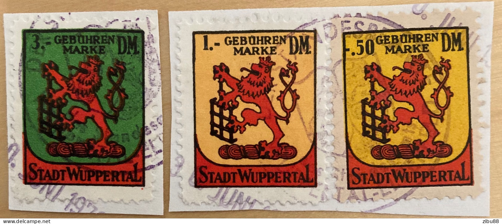 3 Gebührenmarken Stadt Wuppertal (Fiskalmarken, Steuermarken) / Revenue Stamp Germany - Autres & Non Classés