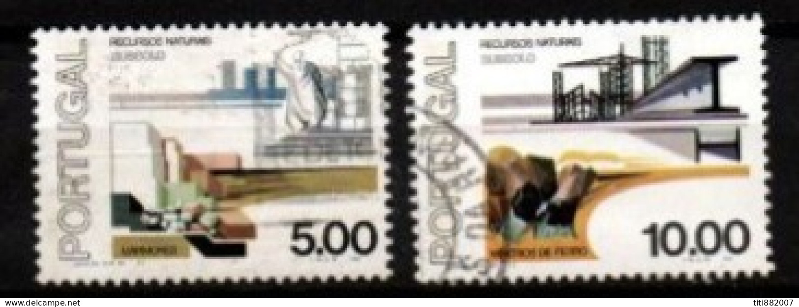 PORTUGAL    -   1977.    Y&T N° 1351 / 1352 Oblitérés.  Marbre  /  Minerai De Fer - Used Stamps