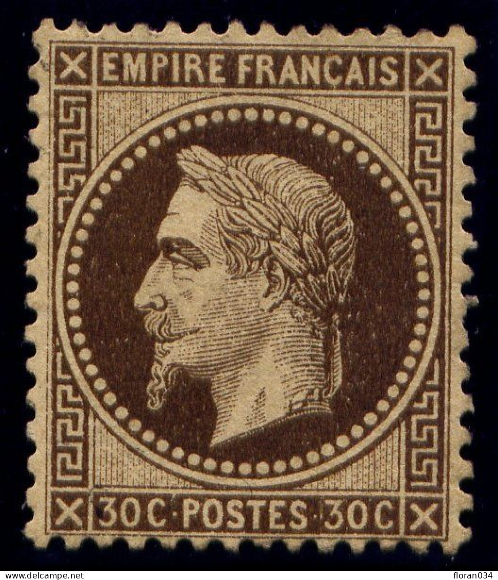 France N° 30b Brun-noir Neuf * Centrage PARFAIT- Signé A.Brun/Roumet - LUXE - 1863-1870 Napoleon III With Laurels