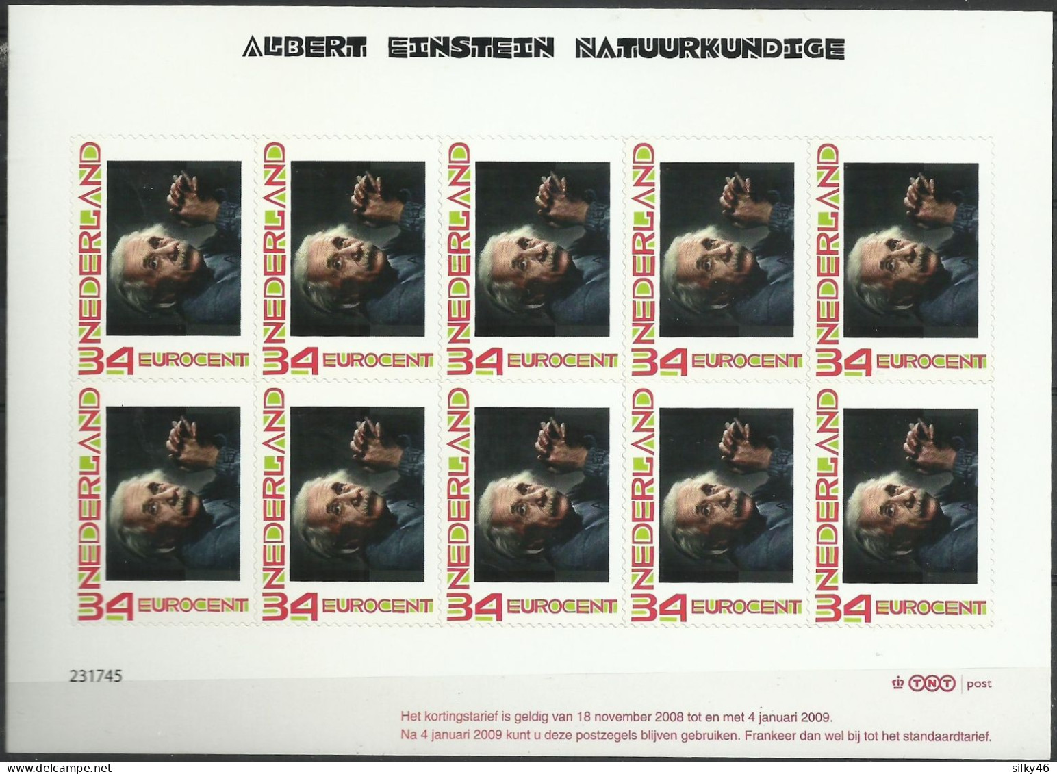 Persoonlijke Vel Albert Einstein , 2008,  Uniek - Timbres Personnalisés