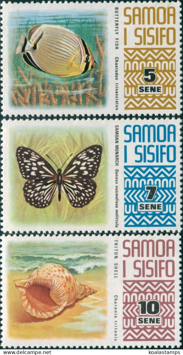 Samoa 1972 SG394-396 Fish Butterfly Shell MNH - Samoa