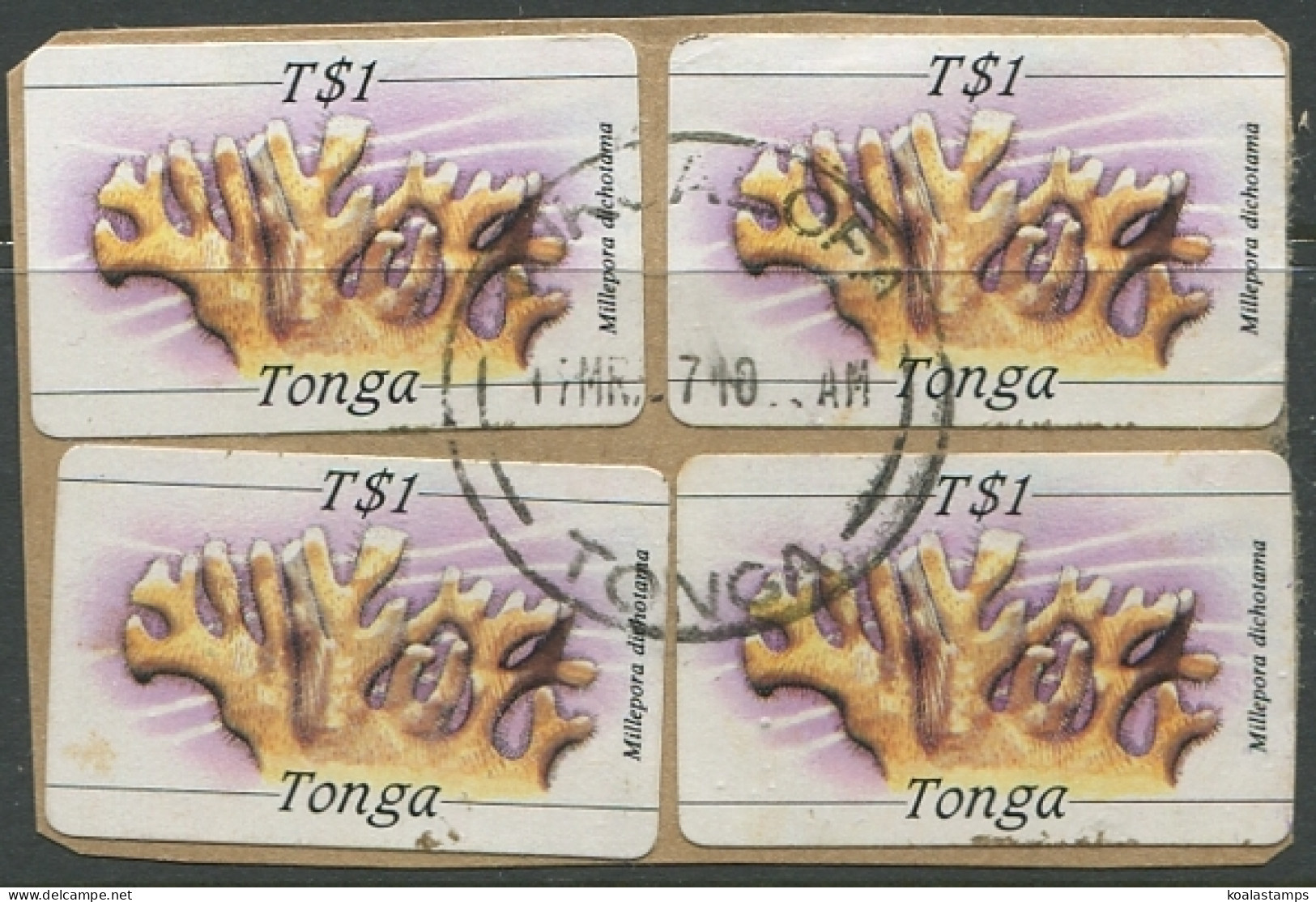 Tonga 1984 SG878 1p Coral X4 FU - Tonga (1970-...)
