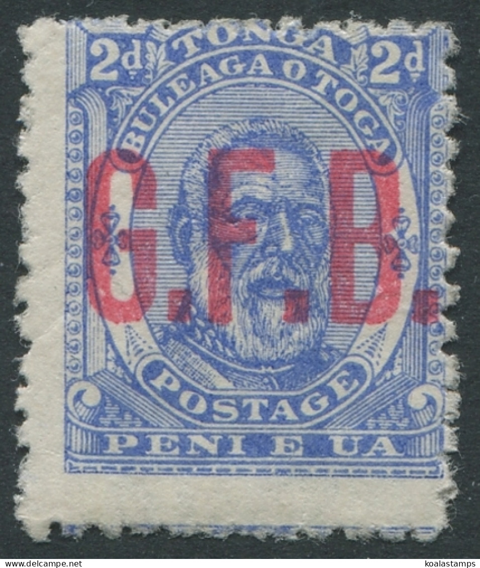 Tonga Official 1894 SGO2 2d Ultramarine G.F.B. MLH - Tonga (1970-...)