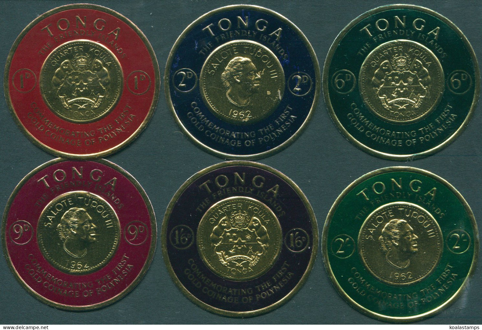 Tonga 1963 SG129-134 Polynesian Gold Coinage Stamps Set Of 6 MLH - Tonga (1970-...)
