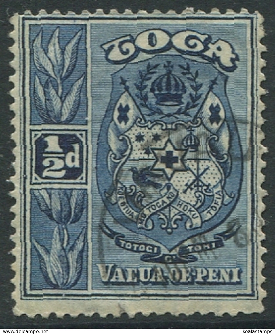 Tonga 1897 SG38 ½d Blue Arms #1 FU - Tonga (1970-...)