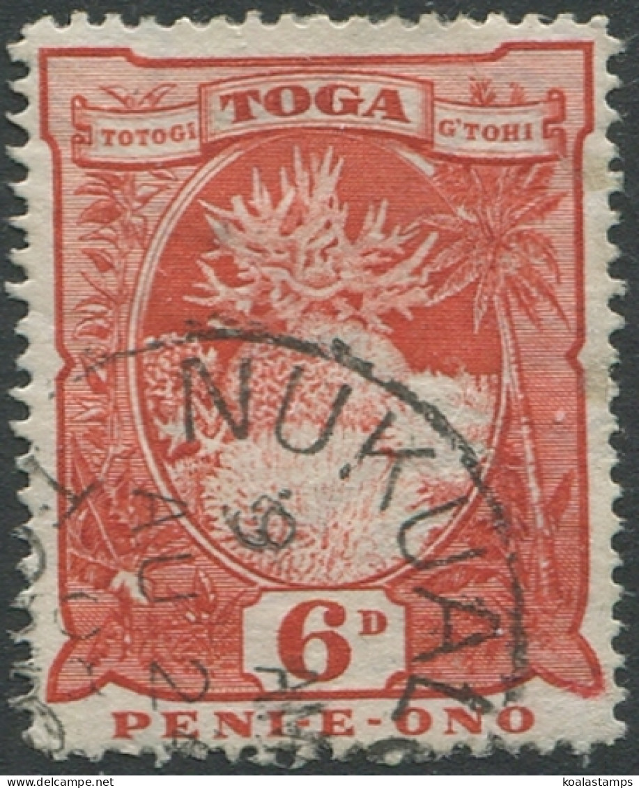 Tonga 1897 SG47a 6d Coral #2 FU - Tonga (1970-...)