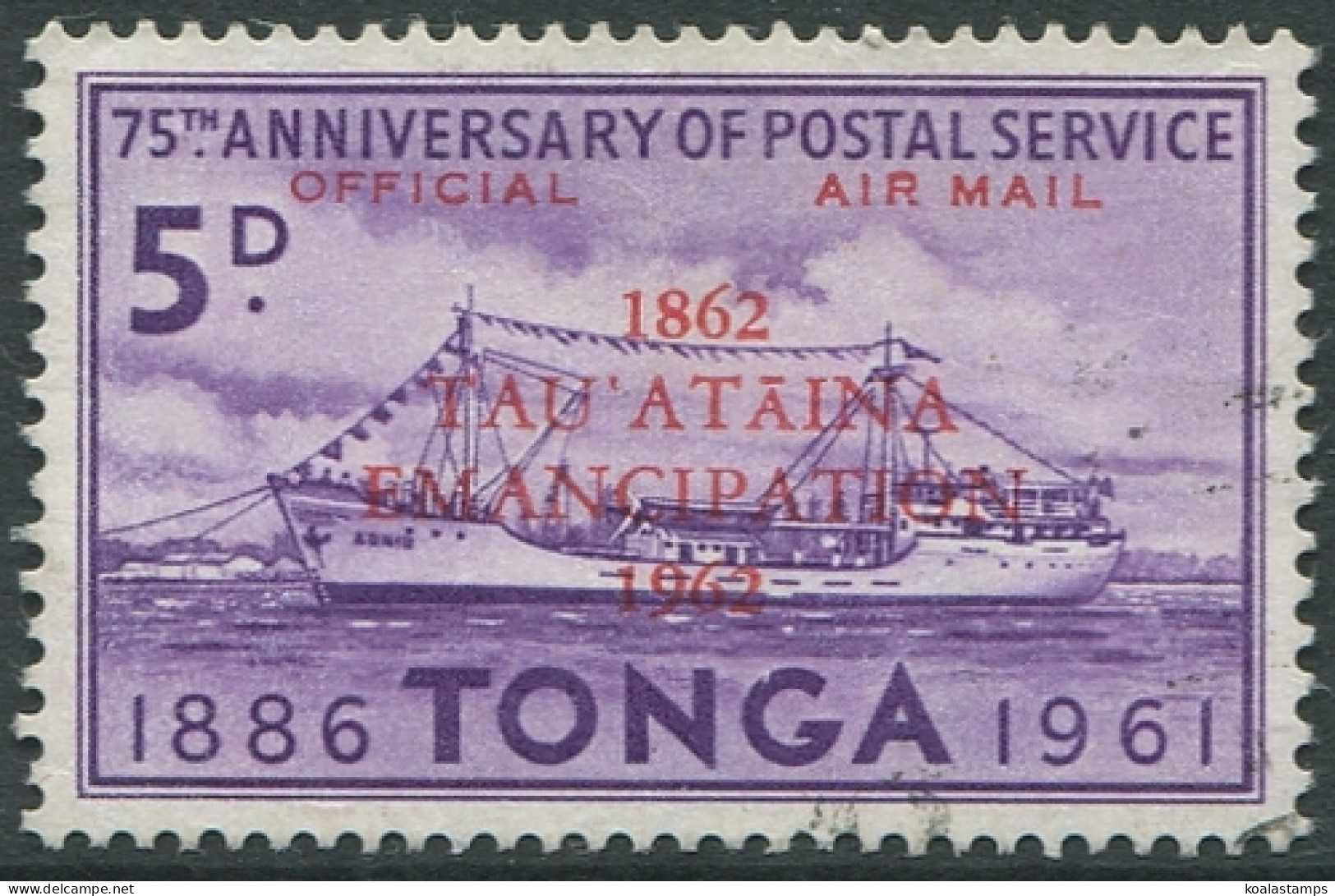 Tonga Official 1962 SGO11 5d Violet Emancipation Ovpt #2 FU - Tonga (1970-...)