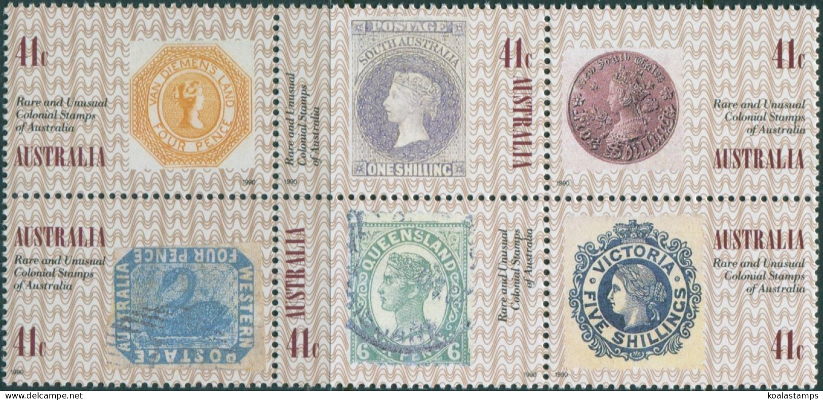 Australia 1990 SG1247-1252 Colonial Stamps Block MNH - Autres & Non Classés