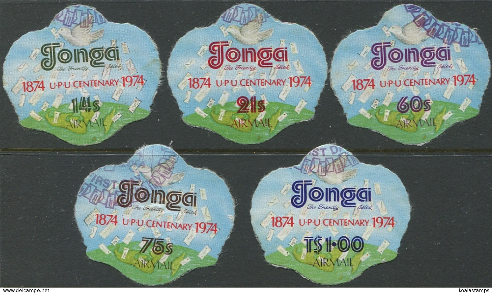 Tonga 1974 SG493-497 UPU Centenary Airmails Set FU - Tonga (1970-...)