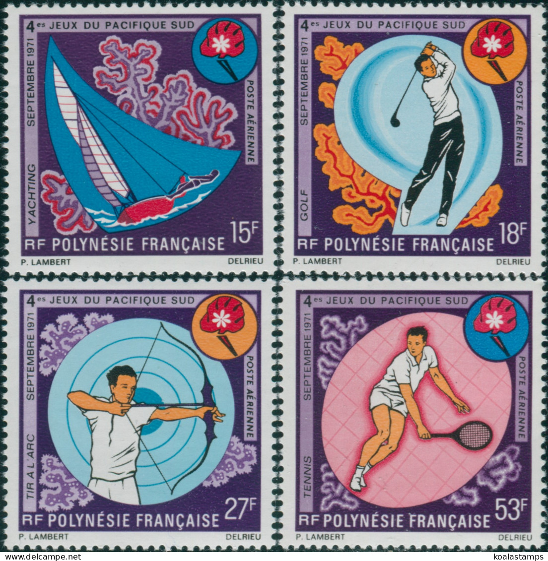 French Polynesia 1971 Sc#C74-C77,SG137-140 South Pacific Games Set MLH - Sonstige & Ohne Zuordnung