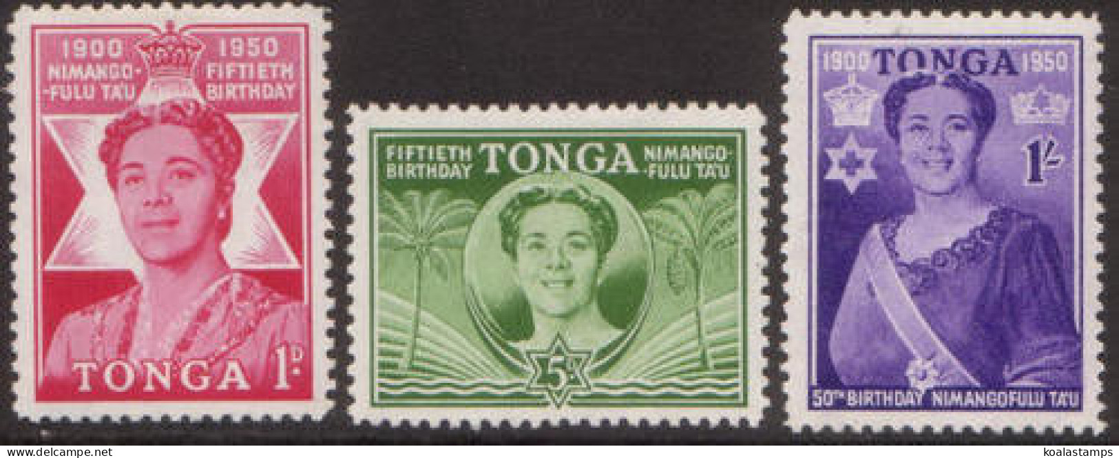 Tonga 1950 SG92-94 50th Birthday Of Queen Salote Set MH - Tonga (1970-...)