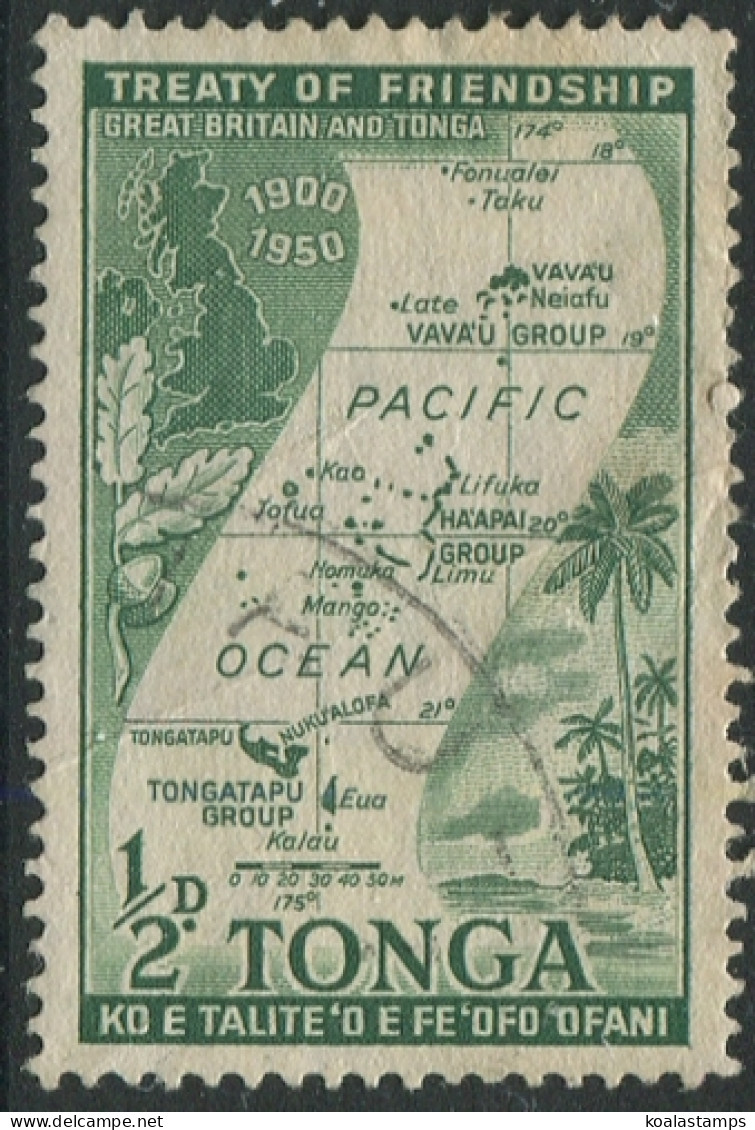 Tonga 1951 SG95 ½d Green Treaty Of Friendship FU - Tonga (1970-...)
