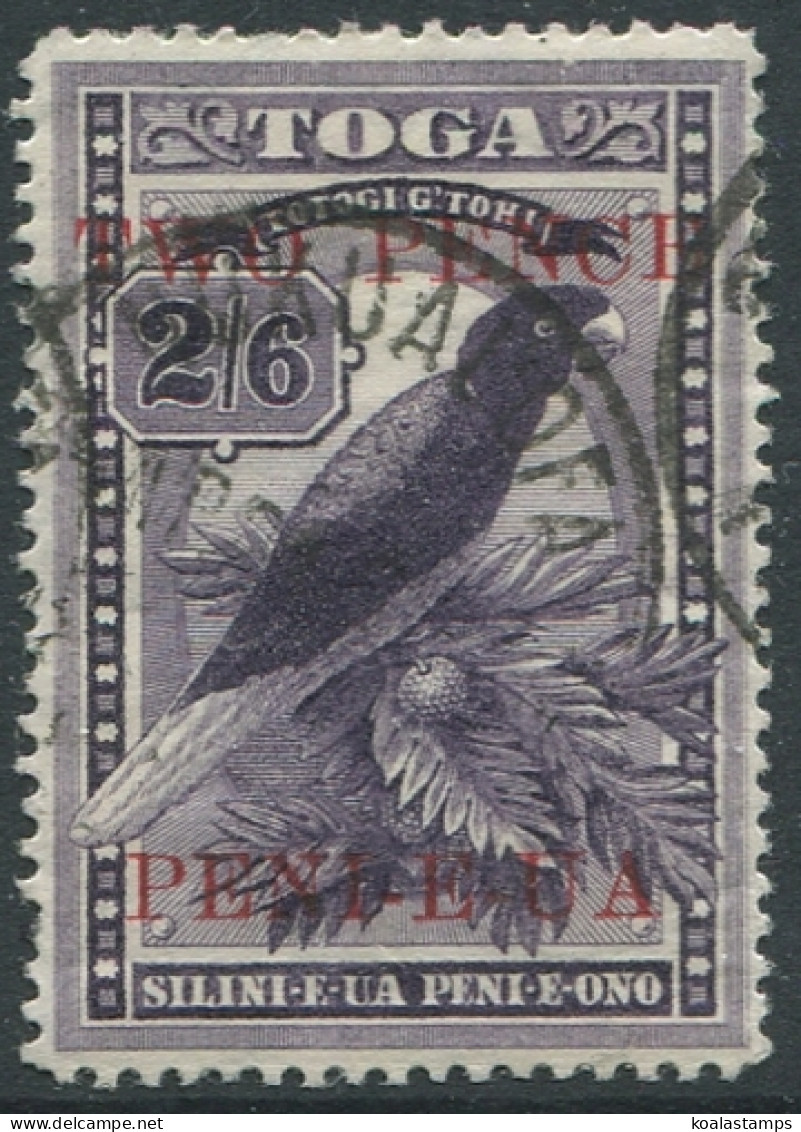 Tonga 1923 SG69 2d On 2/6d Red Shining Parrot #1 FU - Tonga (1970-...)