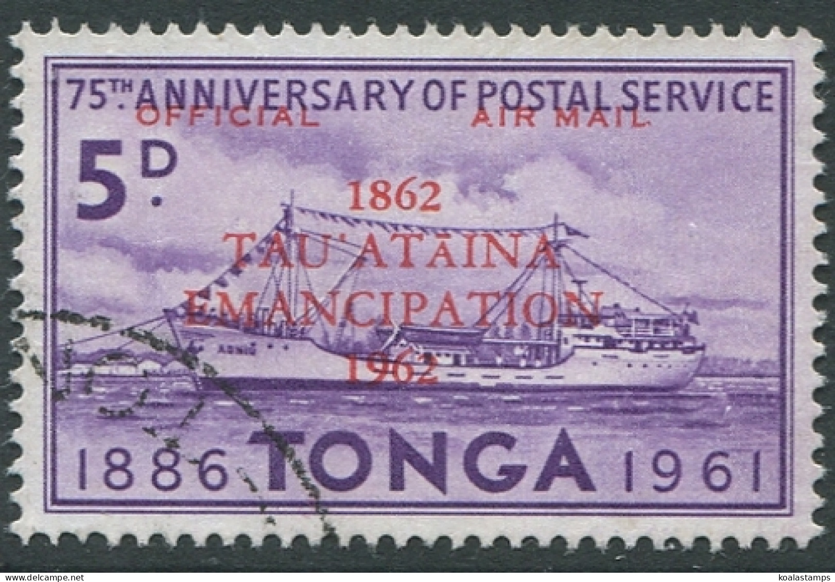 Tonga Official 1962 SGO12 5d Violet Emancipation Ovpt #1 FU - Tonga (1970-...)