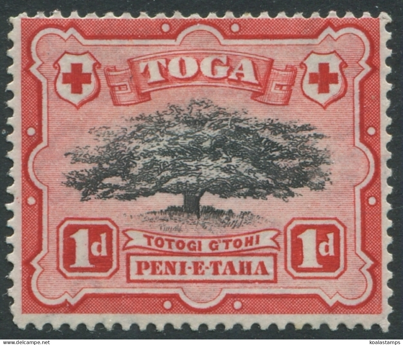 Tonga 1942 SG75a 1d Ovava Tree Wmk Mult Script CA LOPPED BRANCH #1 MLH - Tonga (1970-...)