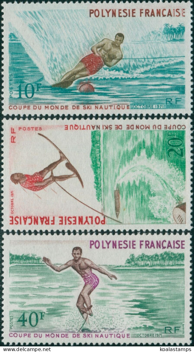French Polynesia 1971 Sc#267-269,SG142-144 Water-skiing Set MNH - Other & Unclassified