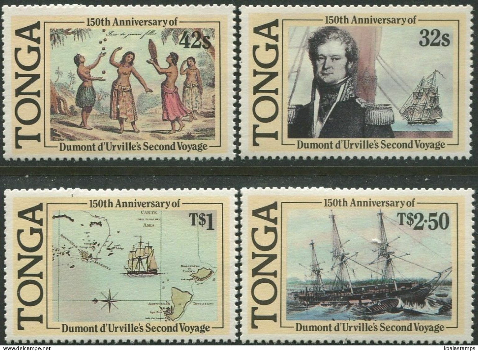 Tonga 1987 SG962-965 Dumont D'Urville's Second Voyage Set MNH - Tonga (1970-...)