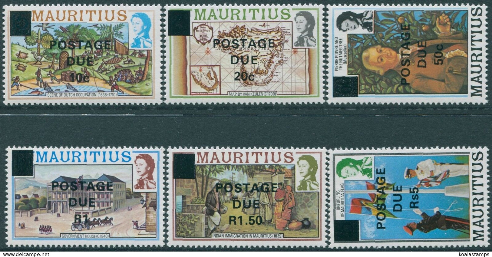 Mauritius Due 1982 SGD14-D19 Postage Dues Set MNH - Mauritius (1968-...)