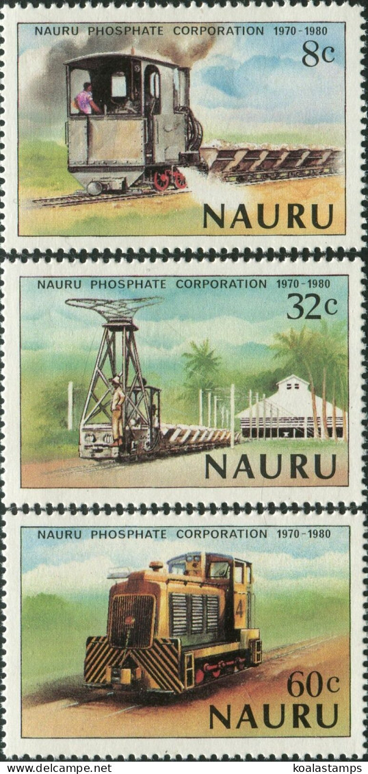 Nauru 1980 SG224-226 Phosphate Locomotives Set MNH - Nauru
