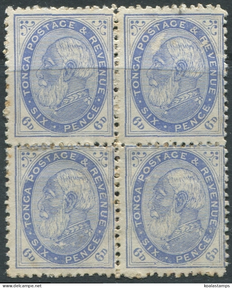 Tonga 1886 SG3 6d Blue King George I P12½ Block Of 4 MLH - Tonga (1970-...)