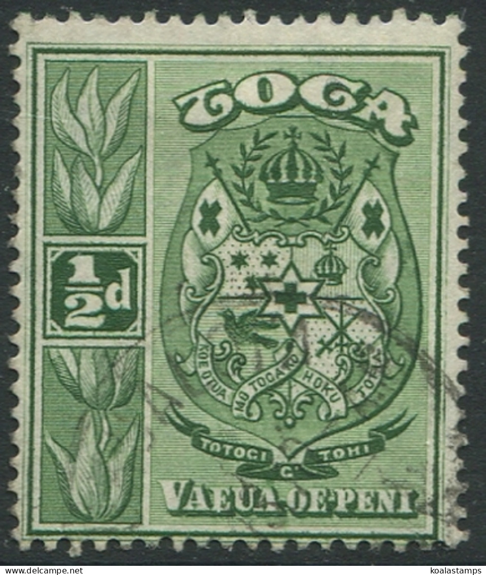 Tonga 1942 SG74 ½d Green Coat Of Arms Wmk Mult Script CA #1 FU - Tonga (1970-...)